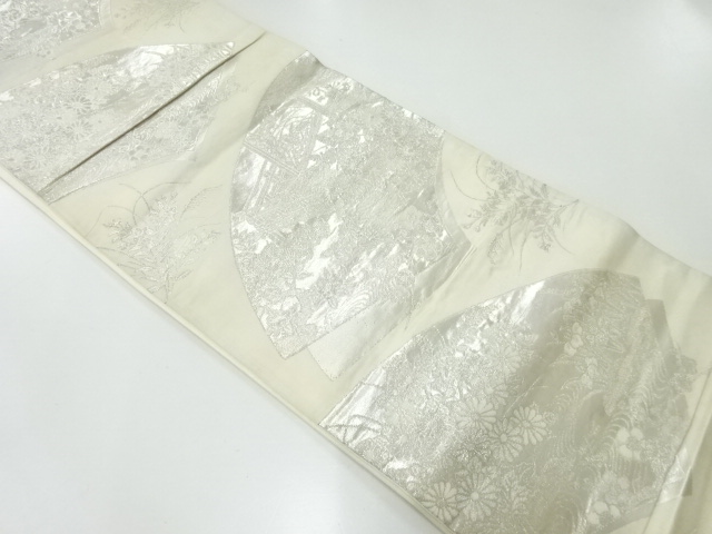 JAPANESE KIMONO / ANTIQUE FUKURO OBI / SILK / WOVEN JIGAMI PATTERN